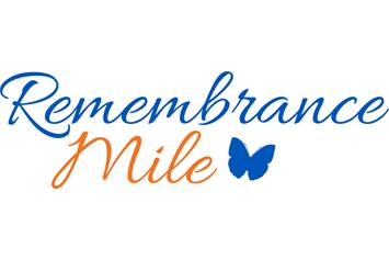 Remembrance Mile wording with blue butterfly graphic