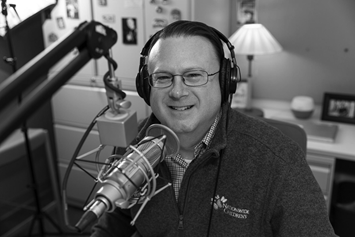 Dr. Mike Patrick in his PediaCast podcast studio.