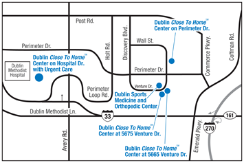 Dublin Close To Home Centers Map